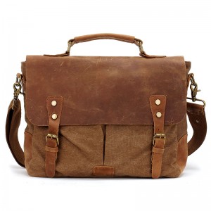 AT1 MESSENGER I VINTAGE™ Mallette porte-documents en canvas et cuir naturel, sac à bandoulière 5 couleurs 